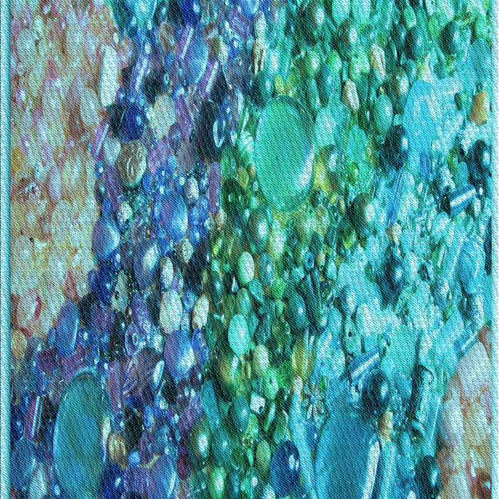 Machine Washable Transitional Turquoise Green Rug, wshpat2056lblu