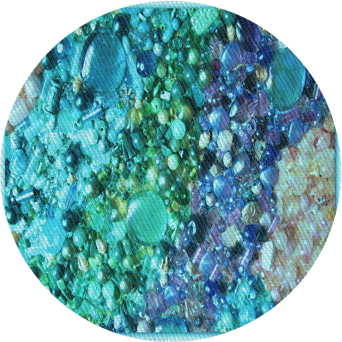 Square Machine Washable Transitional Turquoise Green Rug in a Living Room, wshpat2056lblu