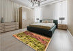 Patterned Mahogany Brown Rug in a Bedroom, pat2056org