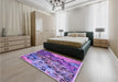 Patterned Bright Lilac Purple Rug in a Bedroom, pat2056pur