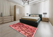 Patterned Red Rug in a Bedroom, pat2056rd
