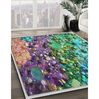 Patterned Blue Green Modern Rug, pat2056