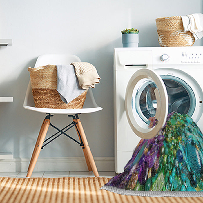 Machine Washable Transitional Blue Green Rug in a Washing Machine, wshpat2056