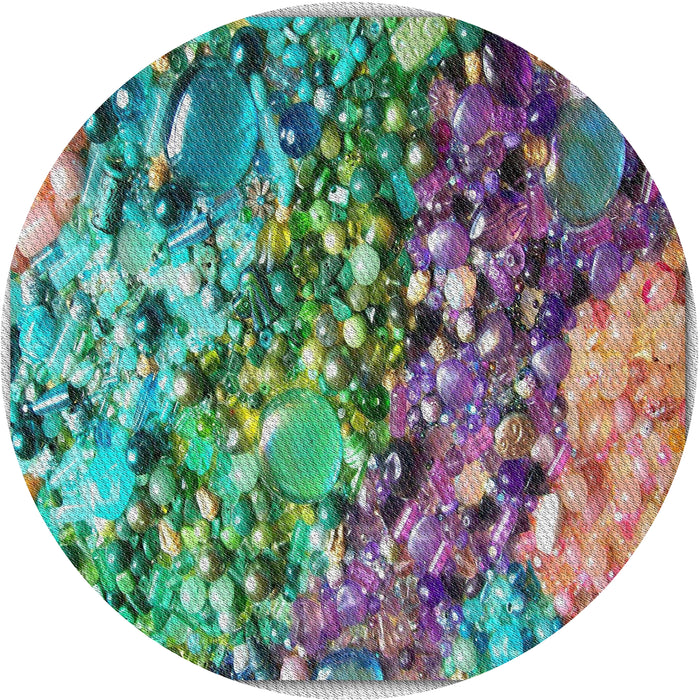 Square Machine Washable Transitional Blue Green Rug, wshpat2056