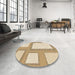 Round Patterned Khaki Gold Rug in a Office, pat2057brn