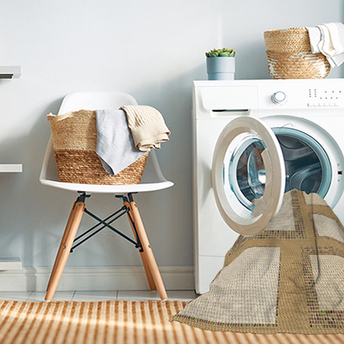 Machine Washable Transitional Khaki Gold Rug in a Washing Machine, wshpat2057brn