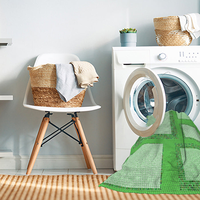 Machine Washable Transitional Jade Green Rug in a Washing Machine, wshpat2057grn