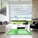 Square Patterned Jade Green Rug in a Living Room, pat2057grn