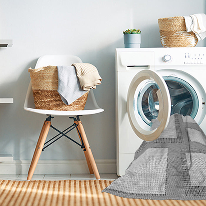 Machine Washable Transitional Gunmetal Gray Rug in a Washing Machine, wshpat2057gry