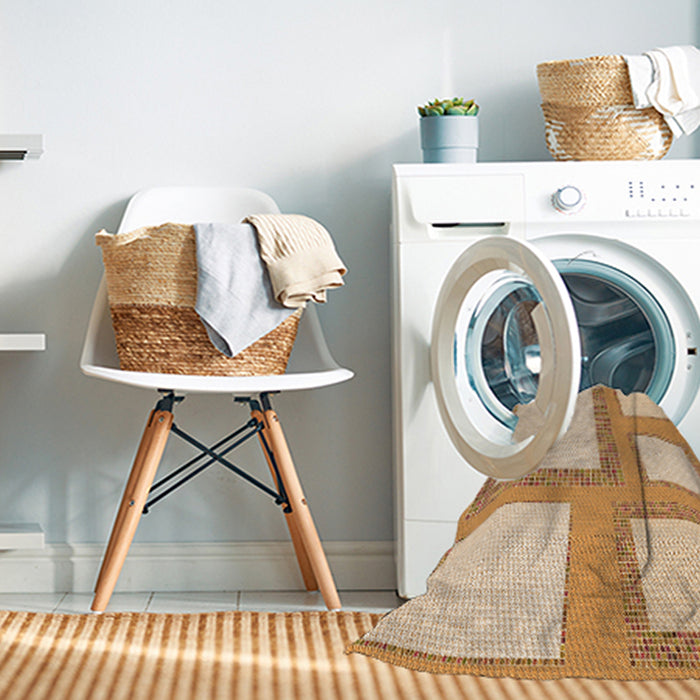 Machine Washable Transitional Khaki Gold Rug in a Washing Machine, wshpat2057org