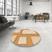 Round Patterned Khaki Gold Rug in a Office, pat2057org