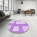 Round Patterned Purple Rug in a Office, pat2057pur