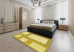 Patterned Orange Gold Rug in a Bedroom, pat2057yw