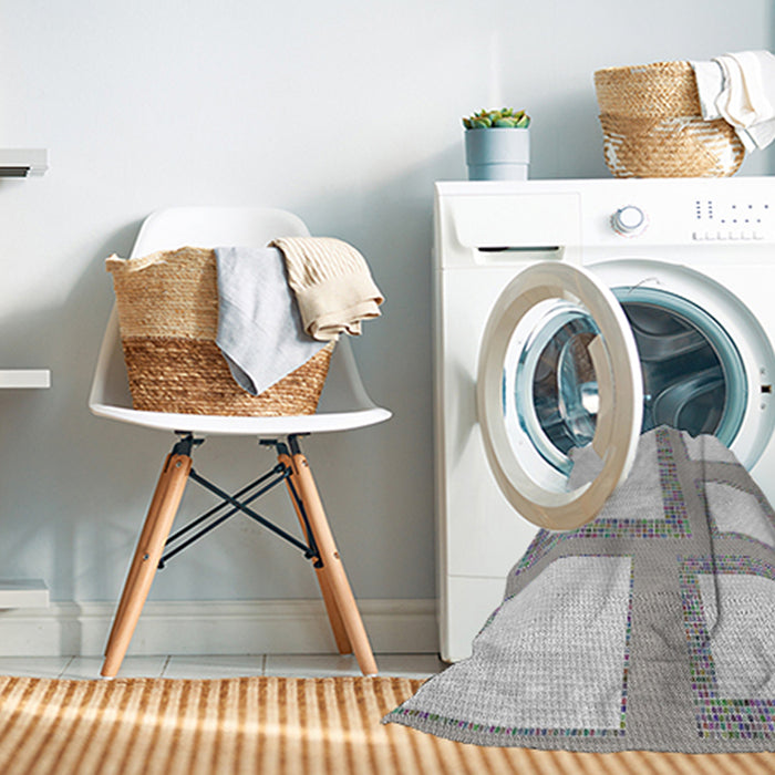 Machine Washable Transitional Platinum Gray Rug in a Washing Machine, wshpat2057