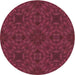 Square Patterned Bright Maroon Red Rug, pat2058brn