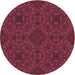 Square Machine Washable Transitional Bright Maroon Red Rug in a Living Room, wshpat2058brn