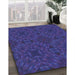 Patterned Royal Blue Rug in Family Room, pat2058lblu