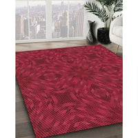 Patterned Crimson Red Rug, pat2058org