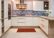 Patterned Scarlet Red Rug in a Kitchen, pat2058yw