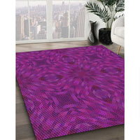 Patterned Violet Red Pink Modern Rug, pat2058