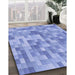 Machine Washable Transitional Light Sky Blue Rug in a Family Room, wshpat2059blu