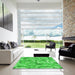 Square Patterned Lime Green Rug in a Living Room, pat2059grn