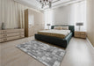 Patterned Cloud Gray Rug in a Bedroom, pat2059gry