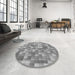 Round Patterned Cloud Gray Rug in a Office, pat2059gry