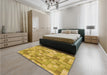 Patterned Saffron Yellow Rug in a Bedroom, pat2059org