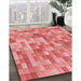 Patterned Fire Red Rug in Family Room, pat2059rd