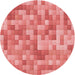 Square Patterned Fire Red Rug, pat2059rd