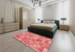 Patterned Fire Red Rug in a Bedroom, pat2059rd