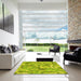 Square Patterned Pistachio Green Rug in a Living Room, pat2059yw