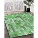 Patterned Light Green Modern Rug in Family Room, pat2059