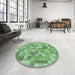 Round Patterned Light Green Modern Rug in a Office, pat2059