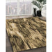 Patterned Metallic Gold Rug in Family Room, pat206brn