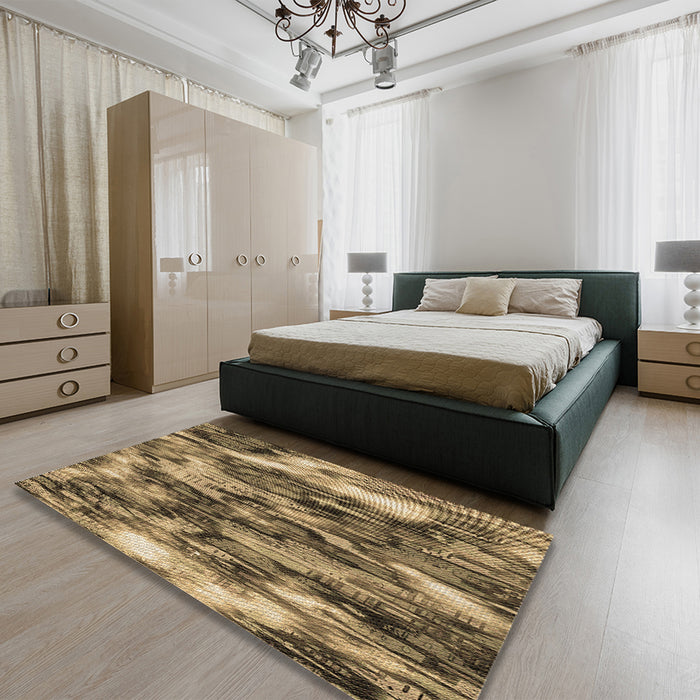 Patterned Metallic Gold Rug in a Bedroom, pat206brn