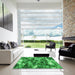 Machine Washable Transitional Green Rug in a Kitchen, wshpat206grn