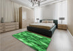 Patterned Green Rug in a Bedroom, pat206grn