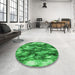 Round Patterned Green Rug in a Office, pat206grn