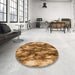 Round Patterned Saddle Brown Rug in a Office, pat206org