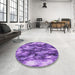 Round Patterned Purple Rug in a Office, pat206pur