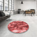 Round Patterned Red Rug in a Office, pat206rd