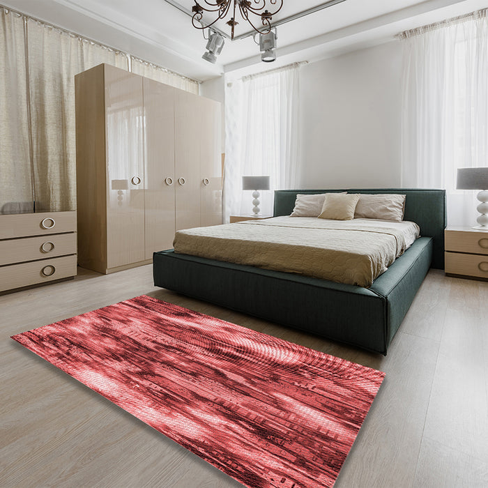Round Machine Washable Transitional Red Rug in a Office, wshpat206rd