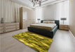 Patterned Dark Bronze Brown Rug in a Bedroom, pat206yw