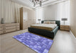 Patterned Purple Mimosa Purple Rug in a Bedroom, pat2060blu