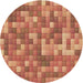 Square Patterned Red Rug, pat2060brn