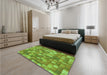 Patterned Green Rug in a Bedroom, pat2060grn