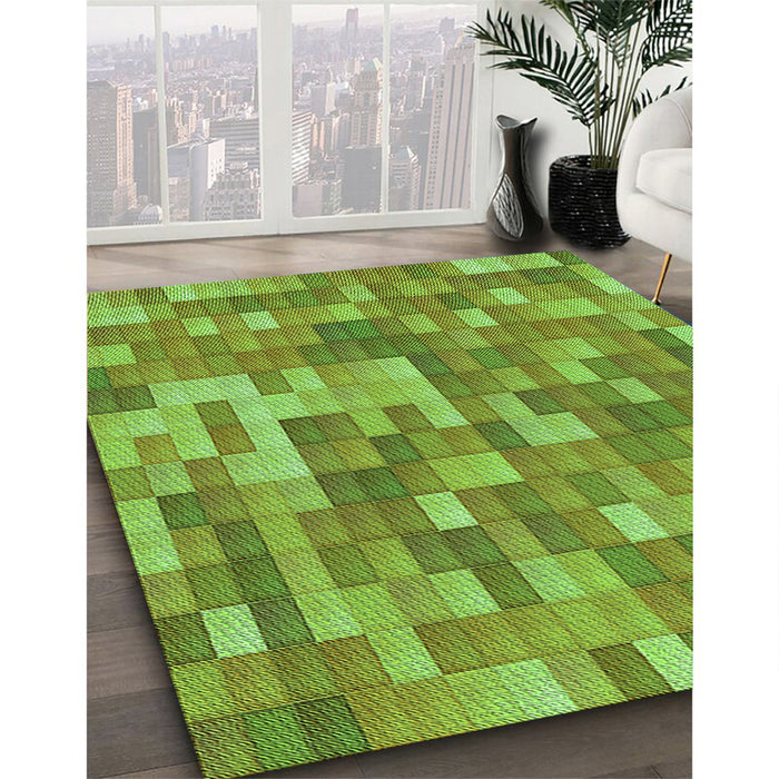 Patterned Green Rug in Family Room, pat2060grn