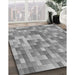 Patterned Cloud Gray Rug in Family Room, pat2060gry